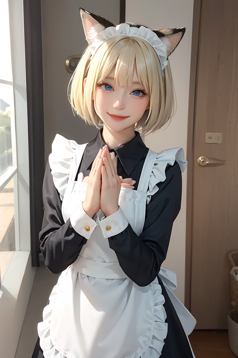 14460-4287210557-best quality,hudson,1girl, furry ,solo, blonde hair, apron, animal ears,smile, own hands together, door, dress, white apron, ind.png